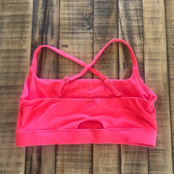 Fabletics Essential Low Impact Sports Bra in Neon Coral - Picture 5 of 6
